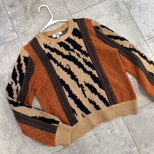 BB Dakota Tan and Black Patterned Sweater